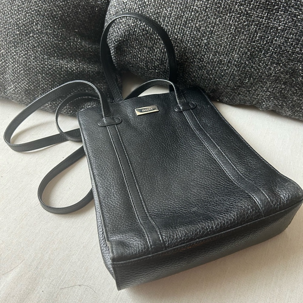 Vintage Guess Mini Tote Black Pebbled Leather